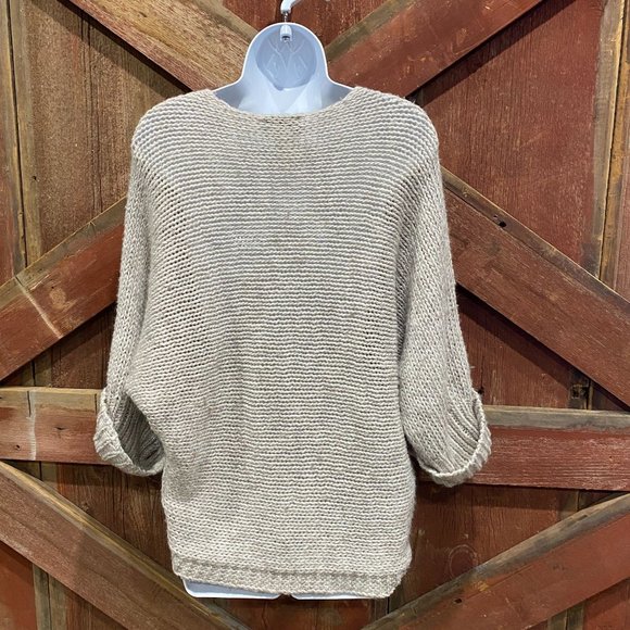 Berretti Woman's Oversize Drape Sweater Grey Shimmer One Size Italy 10% Wool - Picture 6 of 10